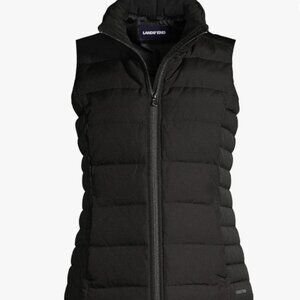 NWOT Lands' End Black Puffer Vest Down Black Women's XS Extra Small Winter Cozy
